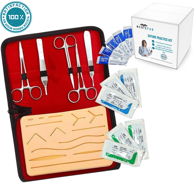 Suture Practice Kit With Tools & Storage Case